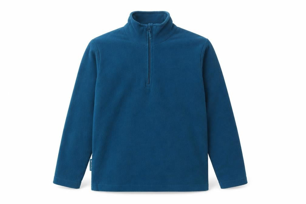 Front view of Mountain Warehouse boys’ blue fleece sweatshirt 11-12 years