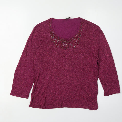 Eastex Women's Purple Beaded Pullover Jumper, Size 14
