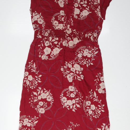 White Stuff Women's Red Floral Dress, Size 10, Viscose