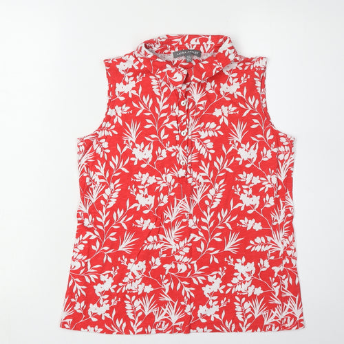 Laura Ashley Women's Red Floral Blouse Size 8