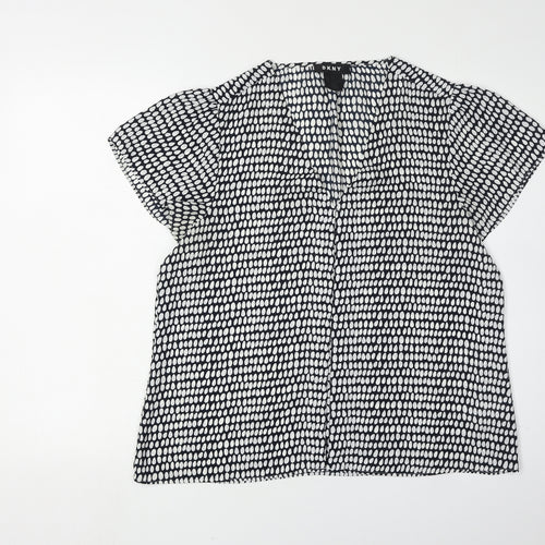 DKNY Women's Black & White Geometric Blouse