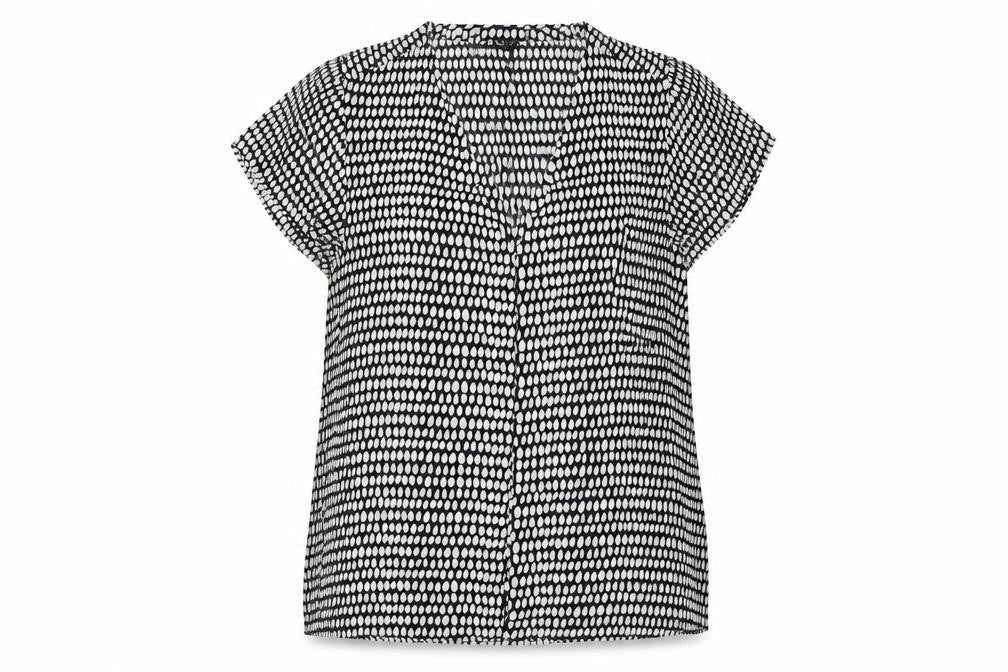 Front view of DKNY Women's Black & White Geometric Blouse
