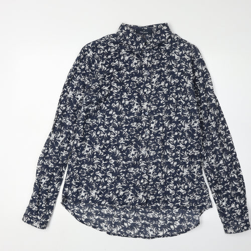 Daniel Hechter Women's Blue Floral Button-Up Shirt Size 10