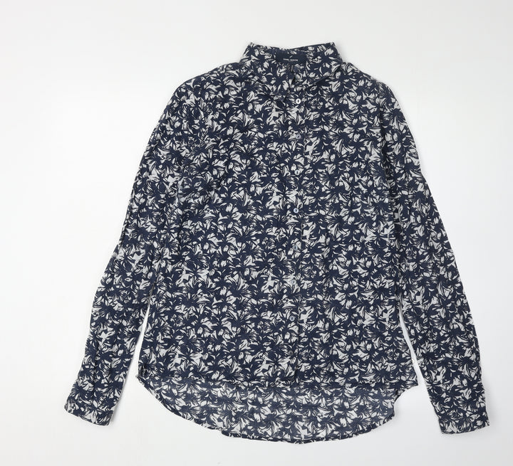 Daniel Hechter Women's Blue Floral Button-Up Shirt Size 10