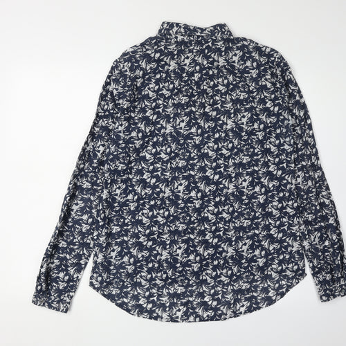 Daniel Hechter Women's Blue Floral Button-Up Shirt Size 10