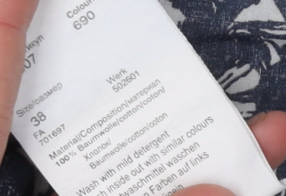 Daniel Hechter Women's Blue Floral Button-Up Shirt Size 10