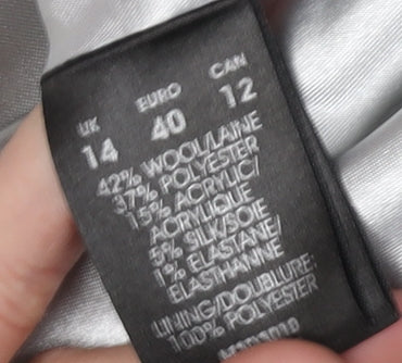 Planet Women's Grey Fur Trim Tweed Jacket Size 14