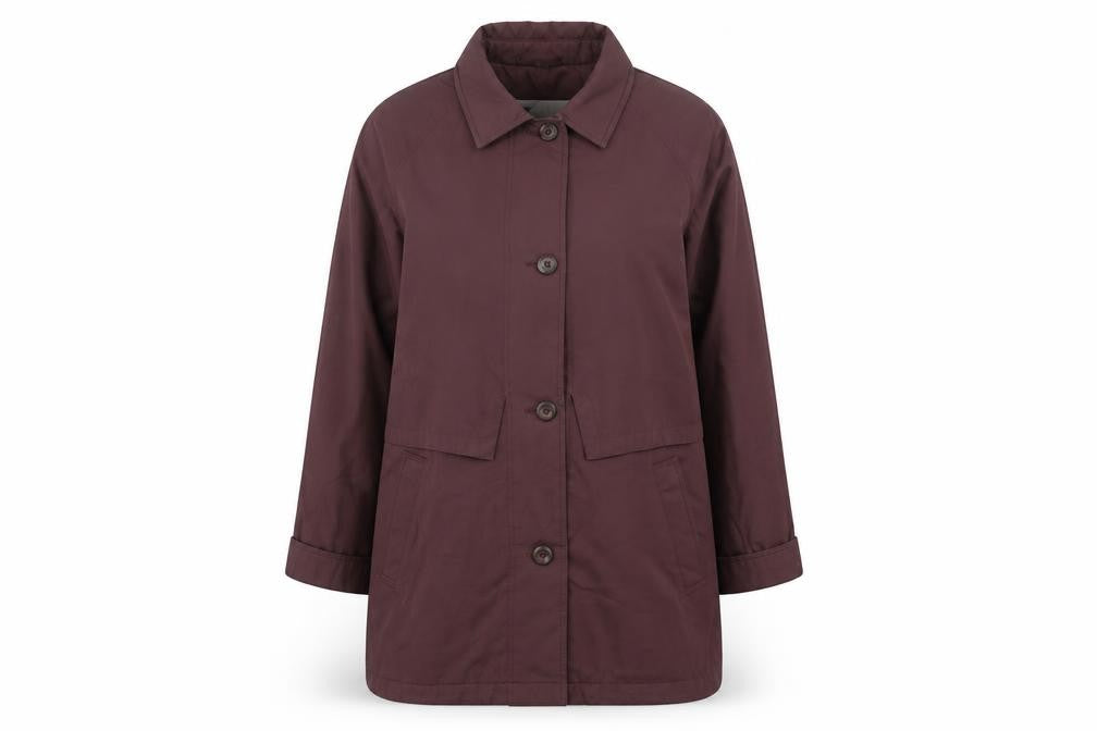 Front view of Telemac Women's Brown Mid-Length Overcoat, size 12