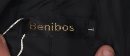 Benibos Black Unisex Long Wool Blend Coat L