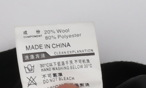 Benibos Black Unisex Long Wool Blend Coat L