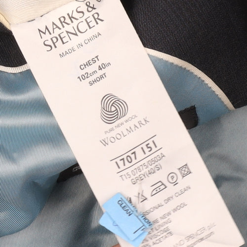 Marks and Spencer Men's Grey Wool Suit Jacket 40S