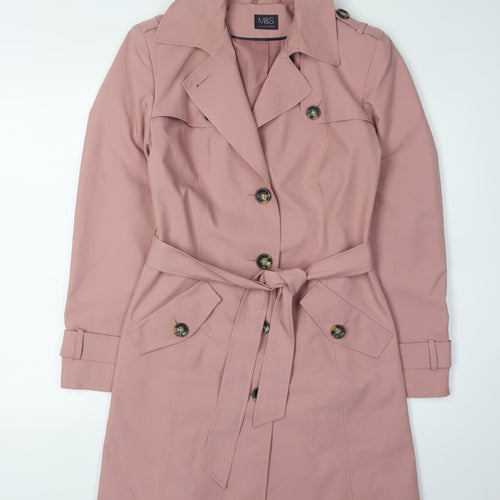Marks and Spencer Women's Pink Trench Coat Size 10 Belted