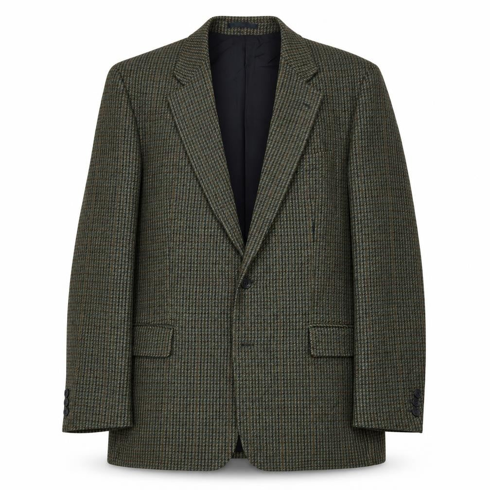 Front view of Horne Brothers Men's Green Check Blazer, 42 Long
