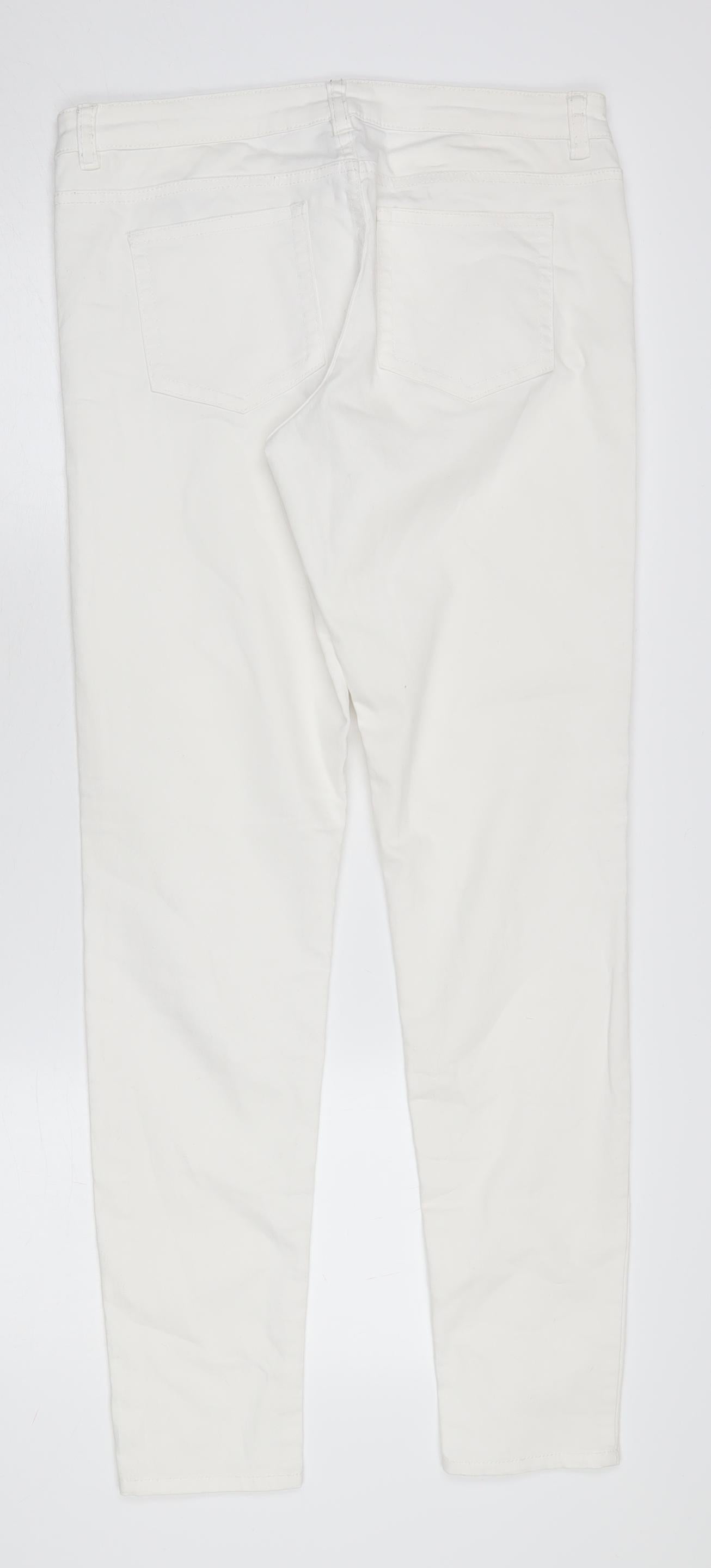 H&M Women's White Skinny Jeans Size 16, Comfortable Cotton Blend