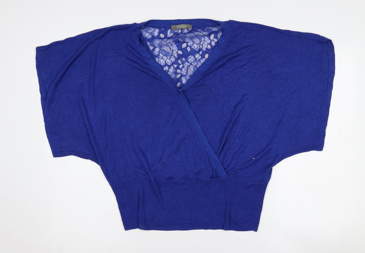 Oasis Women's Blue L Wrap Viscose Jumper