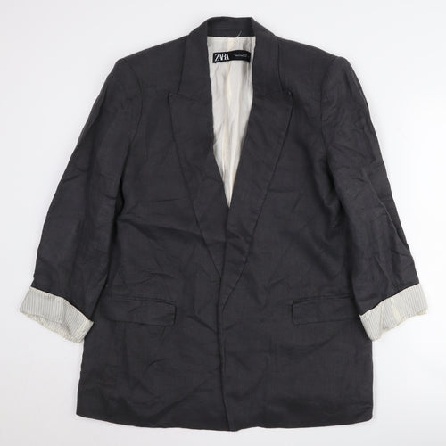 Zara Women's Black Linen Blazer Size 12
