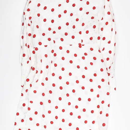 Very Women's White Polka Dot Long Sleeve Dress