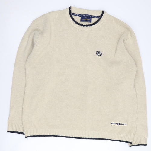 Henri Lloyd Men's Beige XL Pullover Jumper, Logo Accent