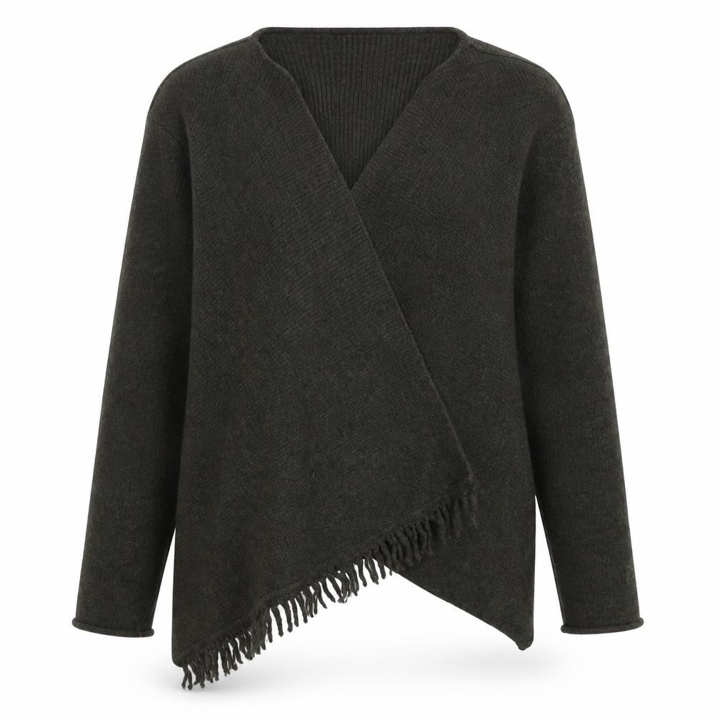 Front view of Sarah Spencer Women's Brown Wrap Jumper L