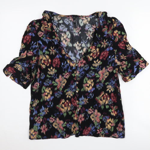 Zara Women's Multicoloured Floral Button-Up Shirt