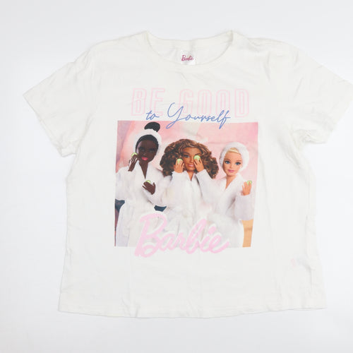 Barbie Women's White T-Shirt Size 12 Short Sleeve