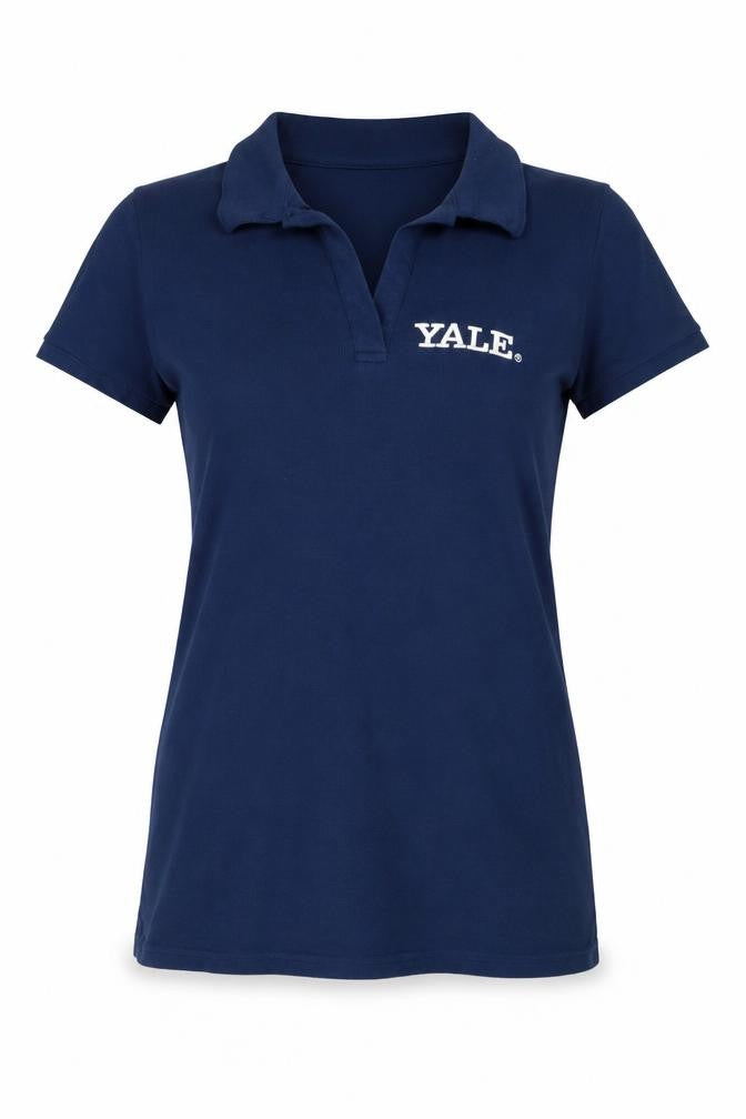 Front view of Yale University Women's Blue Polo Shirt L