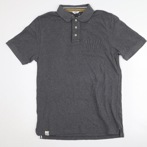 Next Men's Grey Cotton Polo Shirt M