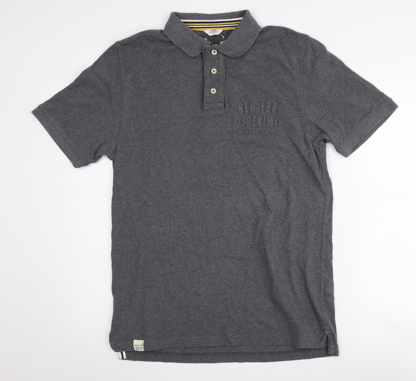 Next Men's Grey Cotton Polo Shirt M
