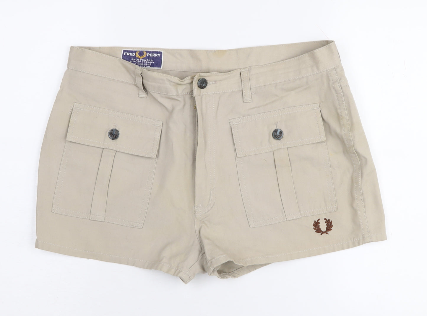 Fred Perry Unisex Beige Cargo Shorts Size 36