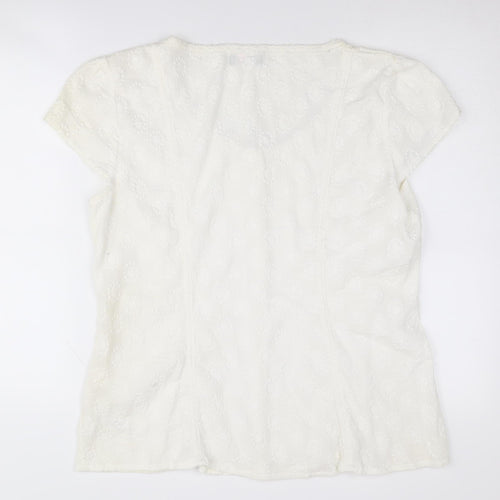 Per Una Women's White Blouse Size 16, Short Sleeve, Cotton