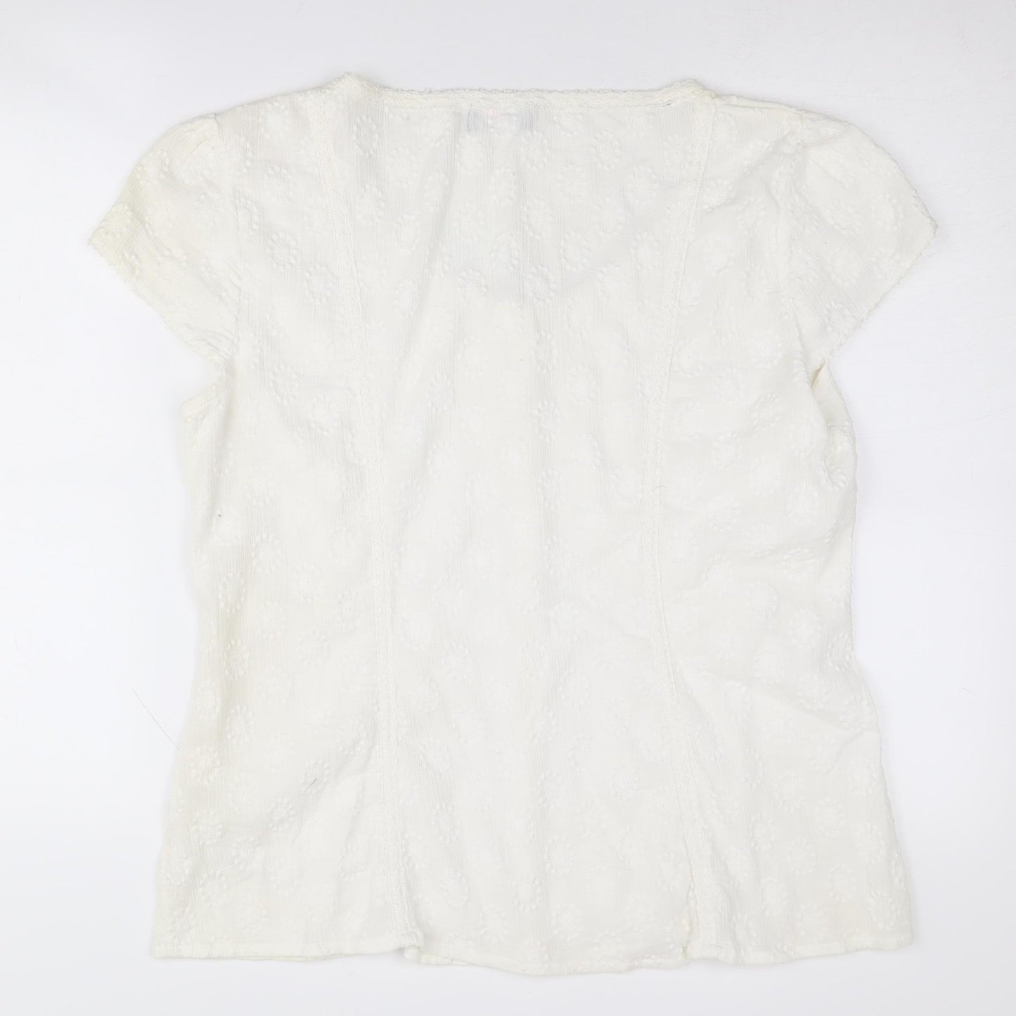 Per Una Women's White Blouse Size 16, Short Sleeve, Cotton