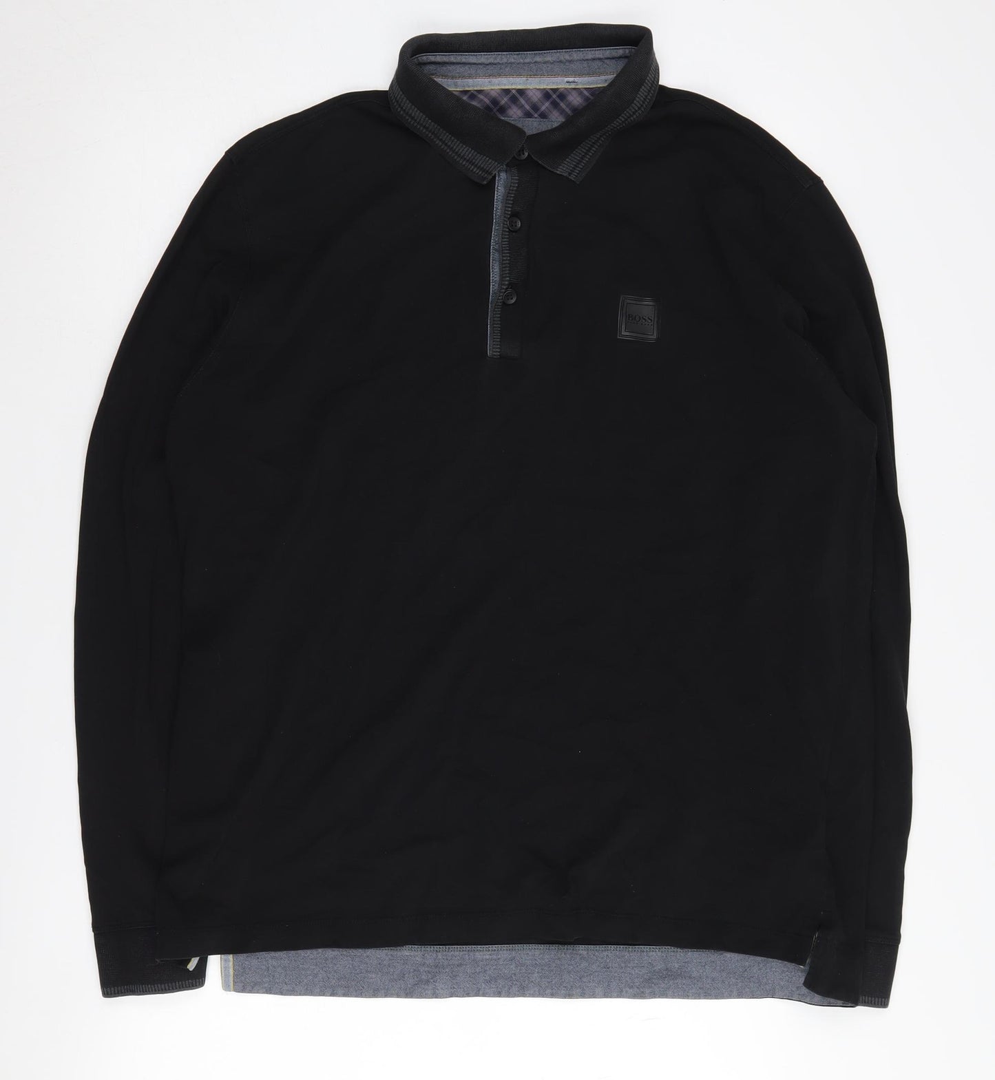 Hugo Boss Men's Black XXL Long Sleeve Polo Shirt