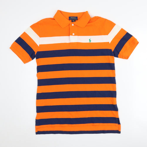 Polo Ralph Lauren Orange Striped Polo Shirt, L, Unisex