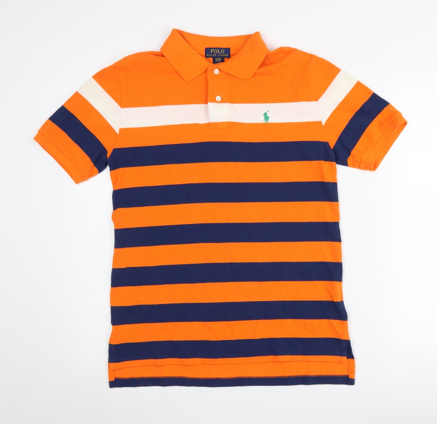 Polo Ralph Lauren Orange Striped Polo Shirt, L, Unisex