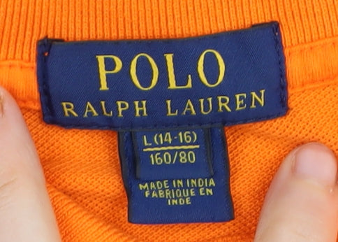 Polo Ralph Lauren Orange Striped Polo Shirt, L, Unisex