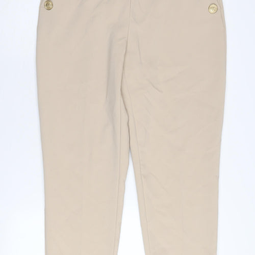 Zara Women's Beige Trousers M with Button Accents