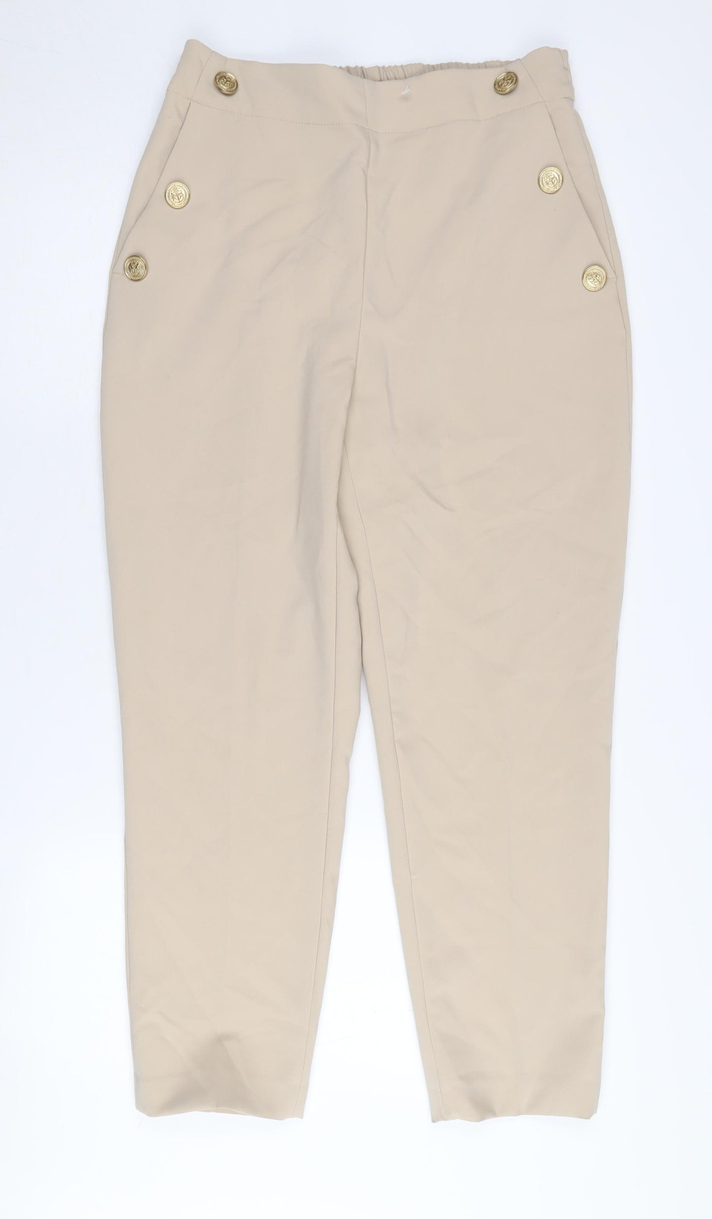 Zara Women's Beige Trousers M with Button Accents