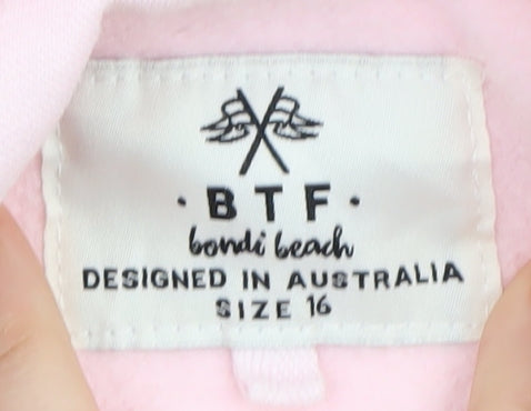 BTF Bondi Beach Women's Pink Pullover Hoodie Size 16