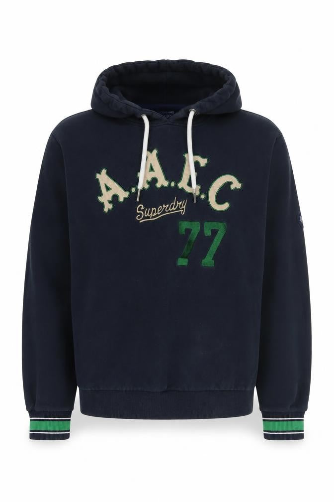 Front view of Superdry Men's Black Hoodie M College Style Pullover