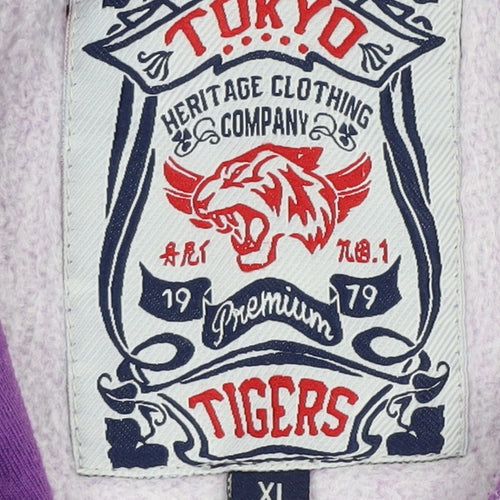 Tokyo Tigers Men's XL Purple Pullover Hoodie with Logo
