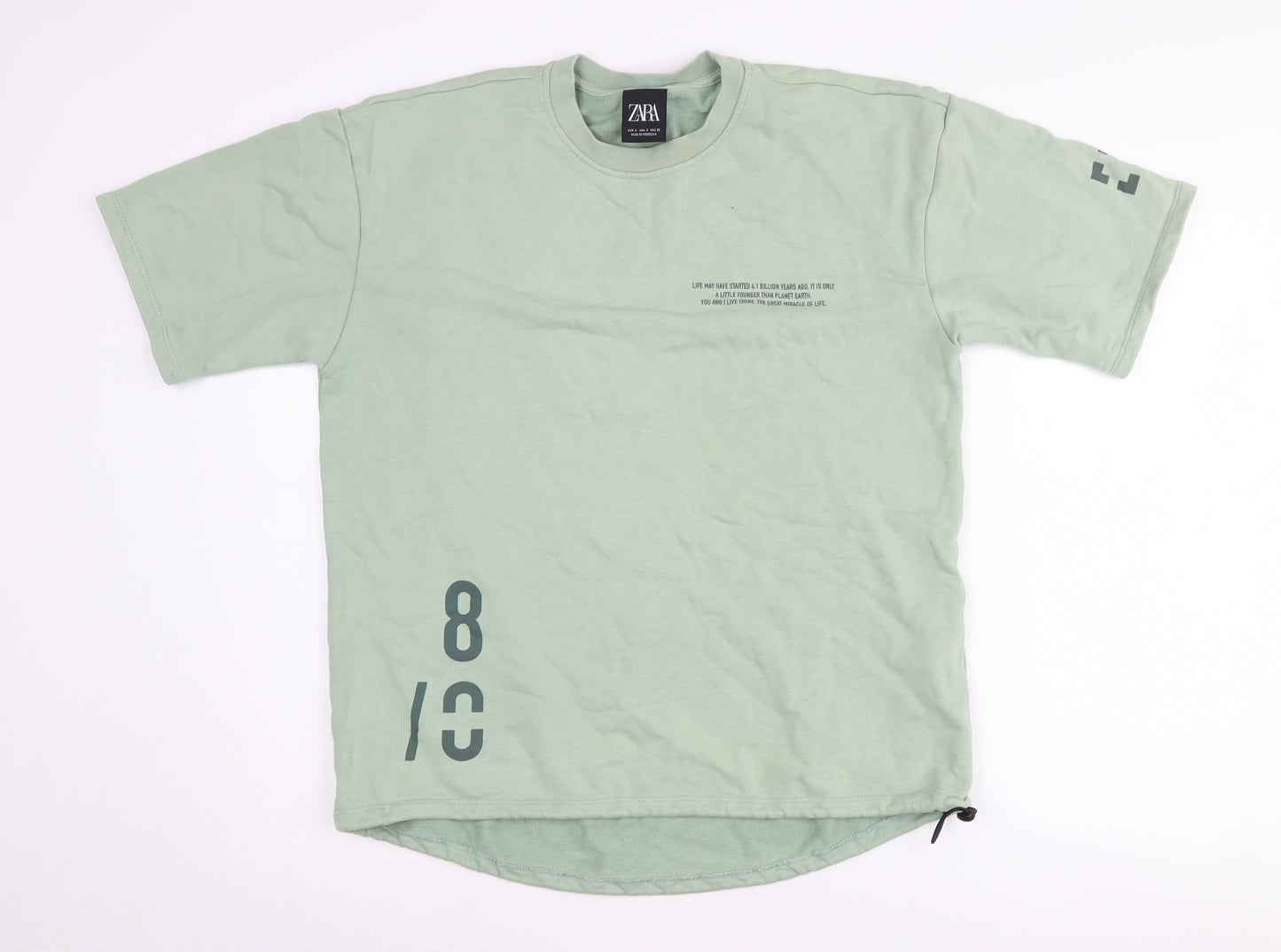 Zara Green Cotton Men’s T-Shirt, Size S