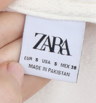 Zara Women's Ivory Pullover Hoodie Size S