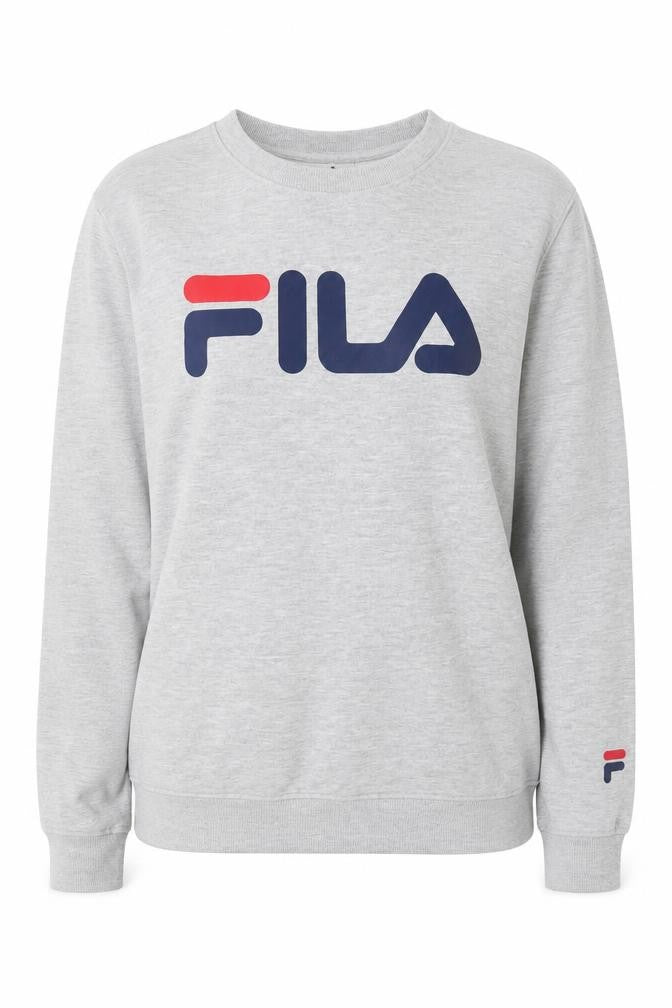 Front view of Fila unisex grey logo sweatshirt pullover, size S