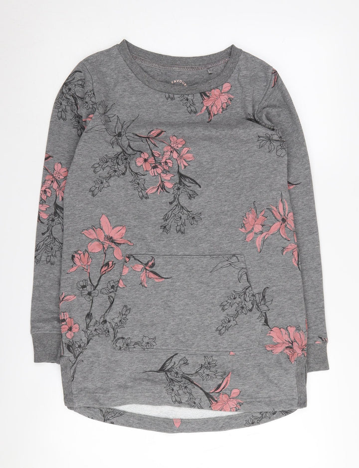 Next Women's Grey Floral Tunic Sweatshirt XS