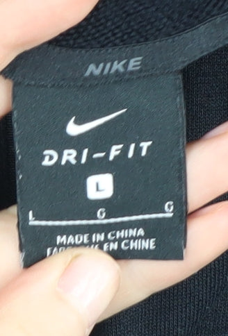 Nike Men's Black Hoodie L Full Zip with Logo