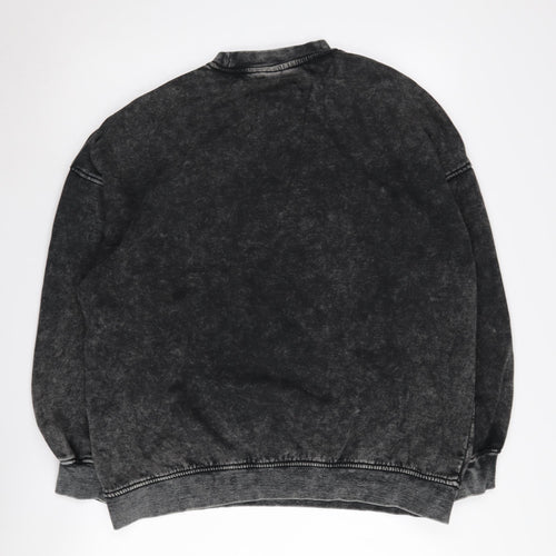 H&M Black Graphic Pullover Sweatshirt, S, Music Theme