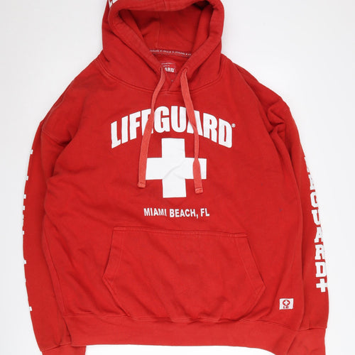 LIFE GUARD Men's Red XL Pullover Hoodie with Logo