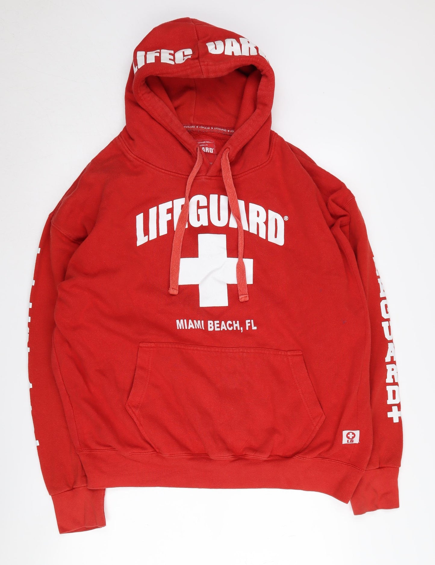 LIFE GUARD Men's Red XL Pullover Hoodie with Logo