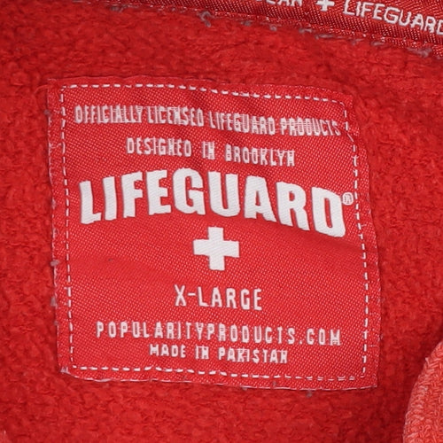 LIFE GUARD Men's Red XL Pullover Hoodie with Logo