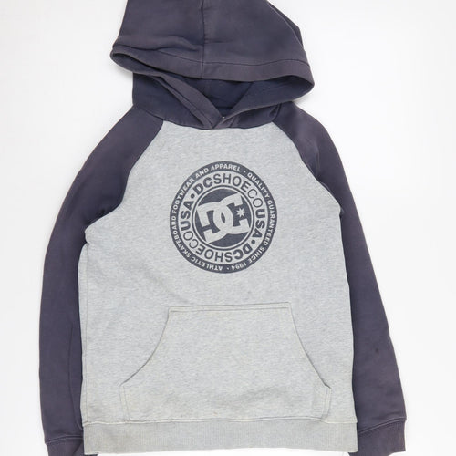 DC Boys Grey Pullover Hoodie with Logo, Size 10